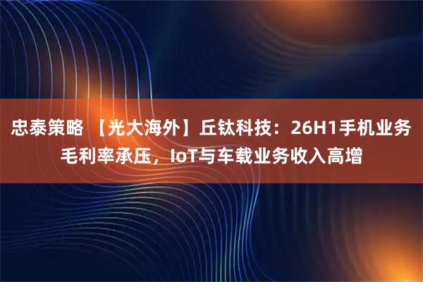 忠泰策略 【光大海外】丘钛科技:26H1手机业务毛利率承压,IoT与车载业务收入高增